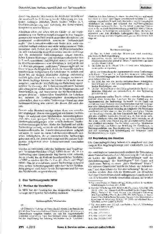 Vorschauseite 3: Zur Verfassungsmäßigkeit von Tariftreuepflicht und RepräsentativitätserfordernisAm Beispiel von §4 Abs. 2 i. V. m. §21 Abs. 1 und2TVgG NRW