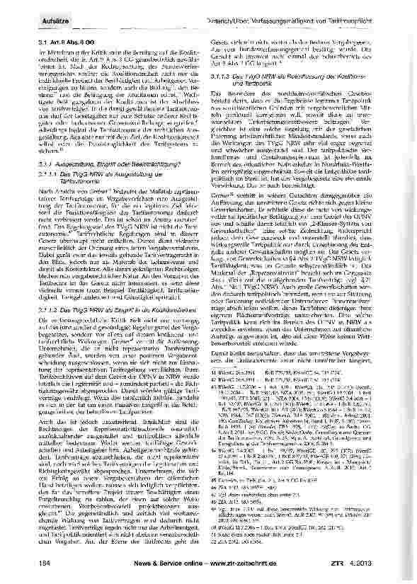 Vorschauseite 6: Zur Verfassungsmäßigkeit von Tariftreuepflicht und RepräsentativitätserfordernisAm Beispiel von §4 Abs. 2 i. V. m. §21 Abs. 1 und2TVgG NRW