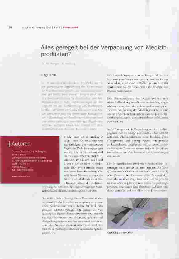 Vorschauseite 1: Alles geregelt bei der Verpackung von Medizinprodukten?