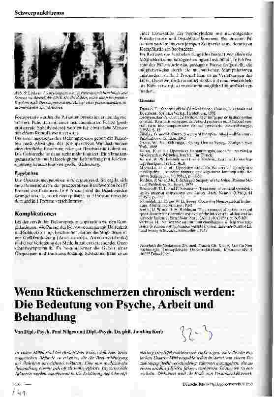 Vorschauseite 1: Wenn Rückenschmerzen chronisch werden: Die Bedeutung von Psyche, Arbeit und Behandlung