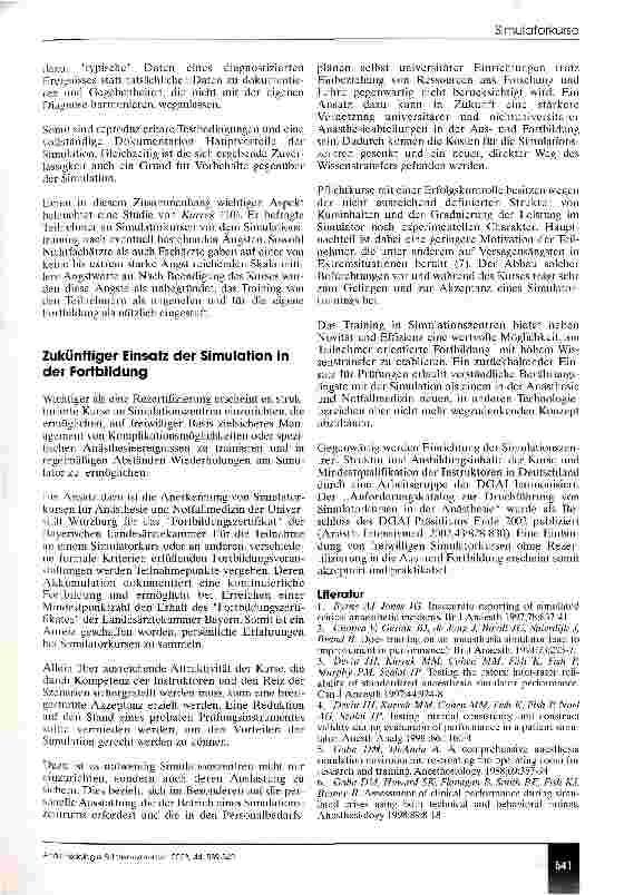Vorschauseite 3: Simulatorkurse - Freiwillige Qualitätssicherung oder Instrument der Rezertifizierung?