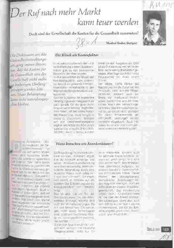 Vorschauseite 1: Der Ruf nach mehr Markt kann teuer werden - Doch sind der Gesellschaft die Kosten für die Gesundheit zumutbar?