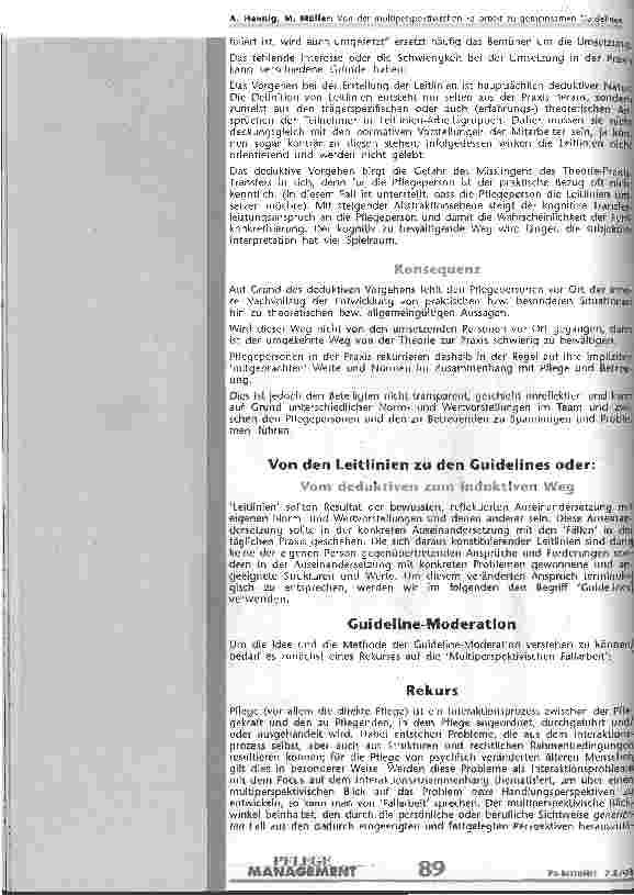 Vorschauseite 3: Von der multiperspektivischen Fallarbeit zu gemeinsamen Guidelines Ein Plädoyer für Guidelines statt Leitlinien