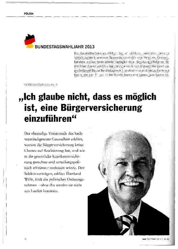 Vorschauseite 1: Ich glaube nicht, dass es möglich ist, eine Bürgerversicherung einzuführen