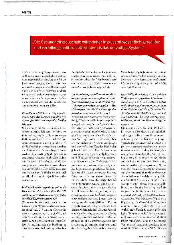 Vorschauseite 3: Ich glaube nicht, dass es möglich ist, eine Bürgerversicherung einzuführen