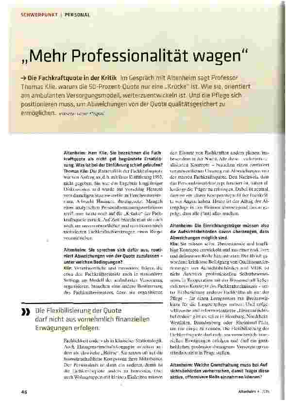 Vorschauseite 1: „Mehr Professionalität wagen