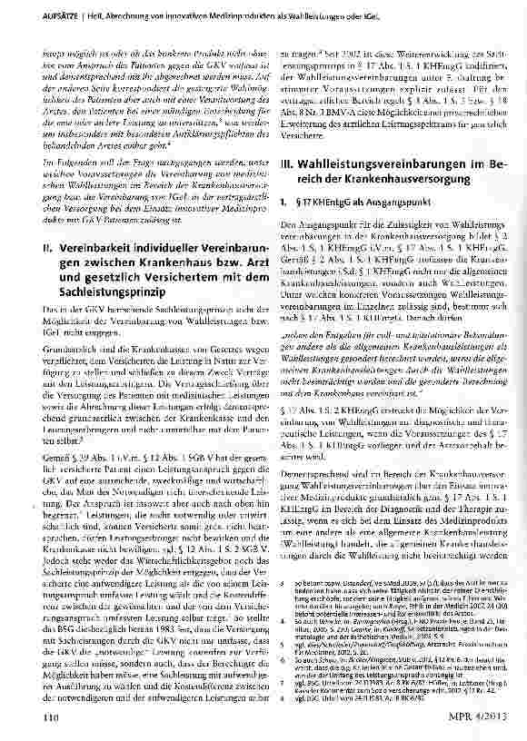 Vorschauseite 2: Abrechnung von innovativen Medizinprodukten als Wahlleistungen oder IGeL