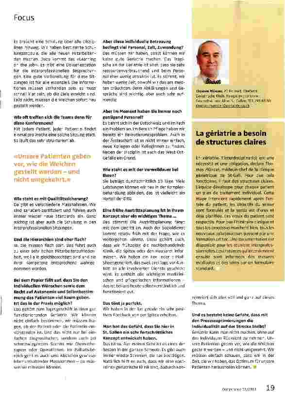 Vorschauseite 2: Es macht keinen Sinn, unstrukturiert Geriatrie zu machen