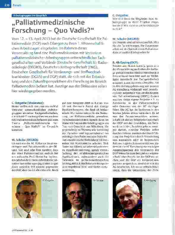 Vorschauseite 1: „Palliativmedizinische Forschung - Quo Vadis?