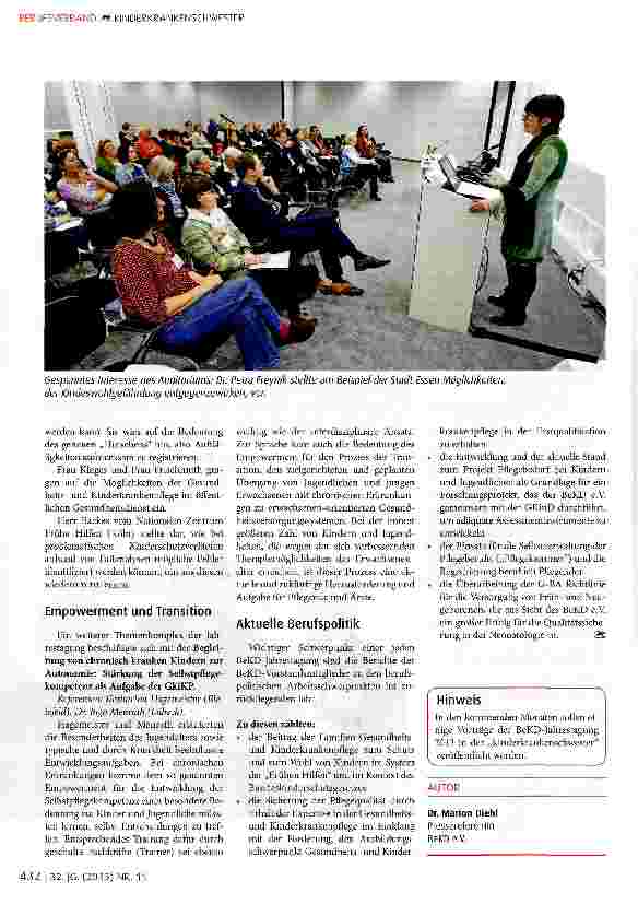 Vorschauseite 3: BeKD-Jahrestagung 2013: Wissenschaft trifft auf Praxis und führt zu sachlichen Diskussionen