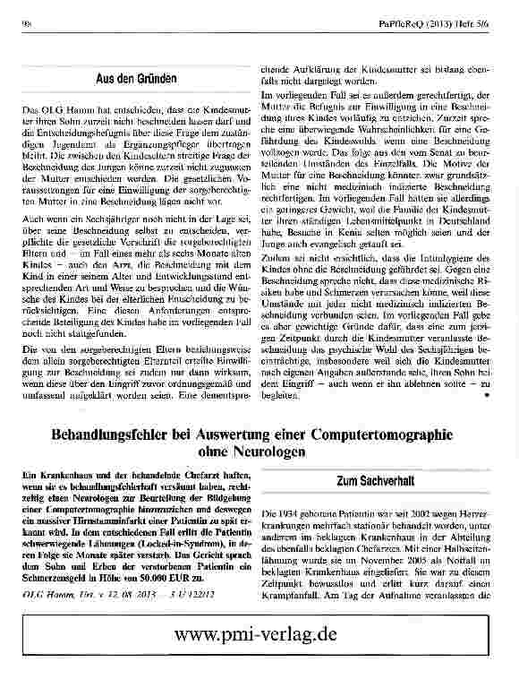 Vorschauseite 1: Behandlungsfehler bei Auswertung einer Computertomographie ohne Neurologen