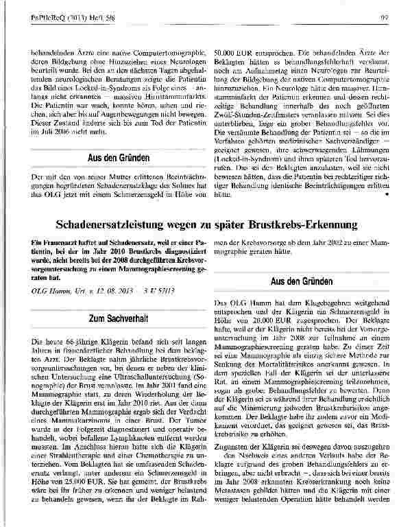 Vorschauseite 2: Behandlungsfehler bei Auswertung einer Computertomographie ohne Neurologen