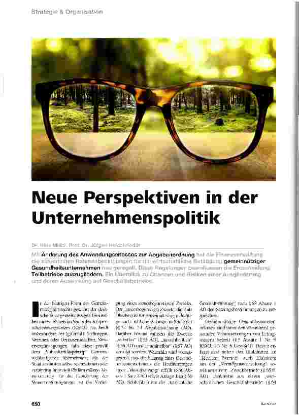 Vorschauseite 1: Neue Perspektiven in der Unternehmenspolitik