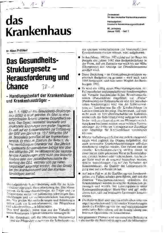 Vorschauseite 1: Das GesundheitsStrukturGesetz - Herausforderung und Chance Handlungsbedarf der Krankenhäuser und Krankenhausträger