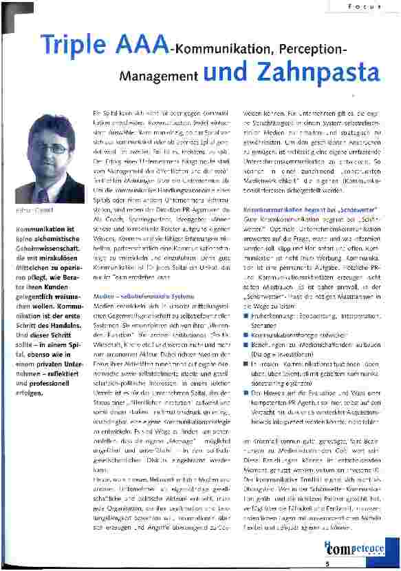 Vorschauseite 1: Triple AAA-Kommunikation, Perception-Management und Zahnpasta