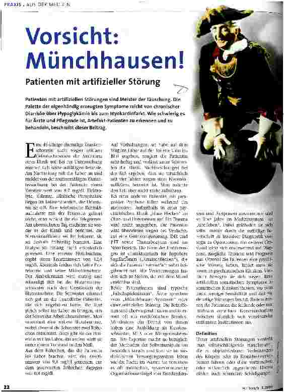 Vorschauseite 1: Vorsicht: Münchhausen! Patienten mit artifizieller Störung