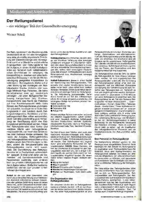 Vorschauseite 1: Der Rettungsdienst ein wichtiger Teil der Gesundheitsversorgung