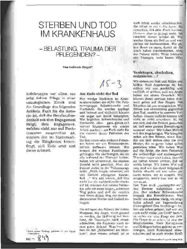 Vorschauseite 1: Sterben und Tod im Krankenhaus Belastung, Trauma der Pflegenden?