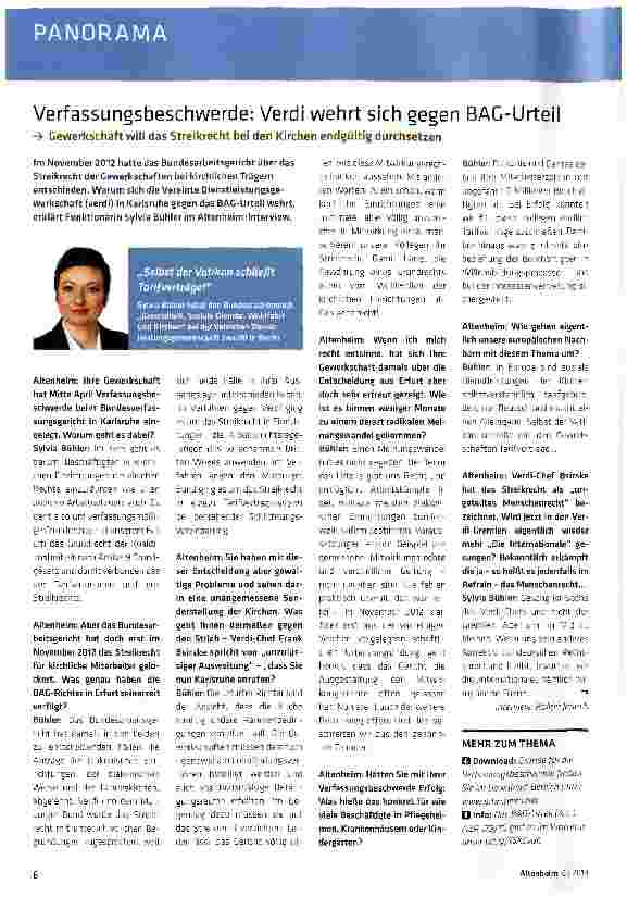 Vorschauseite 1: Verfassungsbeschwerde: Verdi wehrt sich gegen BAC-Urteil
