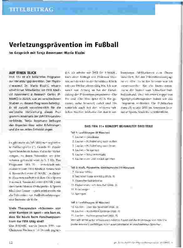 Vorschauseite 1: Verletzungsprävention im Fußball