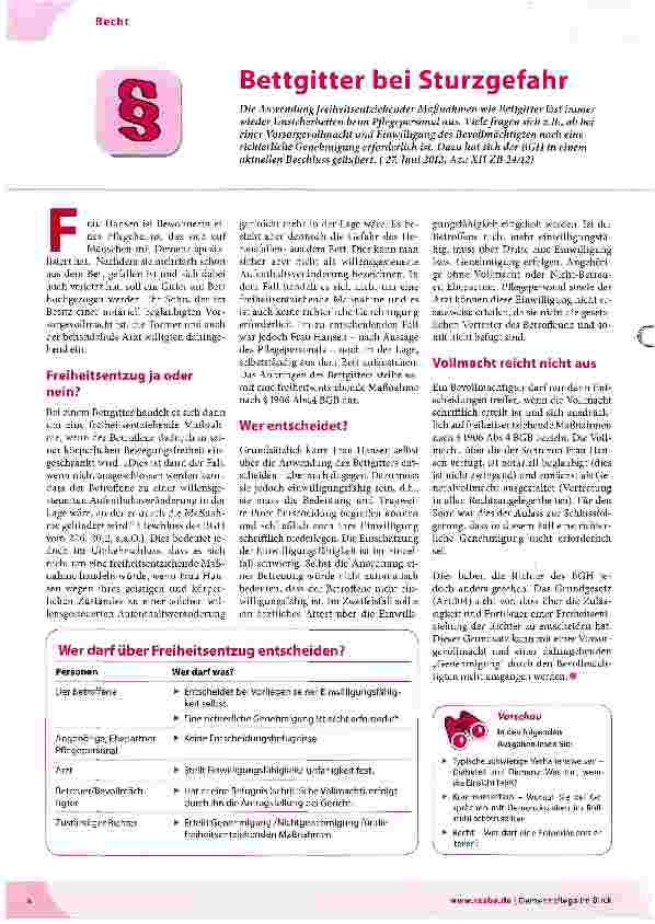 Vorschauseite 1: Bettgitter bei Sturzgefahr