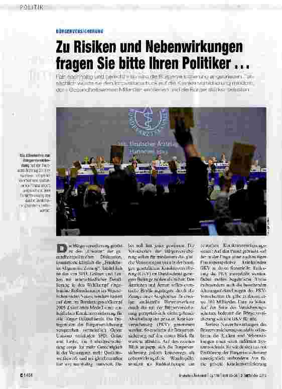 Vorschauseite 1: Zu Risiken und Nebenwirkungen fragen Sie bitte Ihren Politiker...