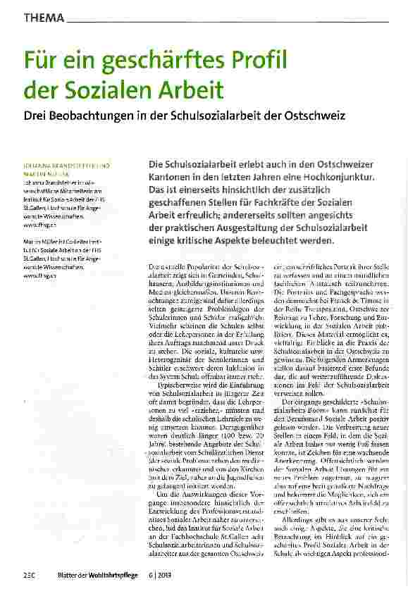 Vorschauseite 1: Für ein geschärftes Profil der Sozialen Arbeit