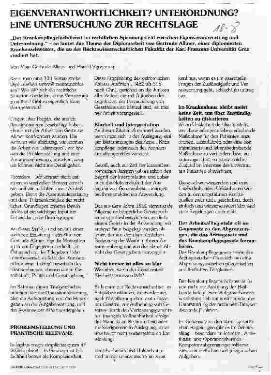 Vorschauseite 1: Eigenverantwortlichkeit? Unterordnung? Eine Untersuchung zur Rechtslage