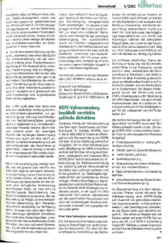 Vorschauseite 2: EuGH-Urteil zur Inanspruchnahme ambulanter und stationärer Behandlungsleistungen im EU-Ausland