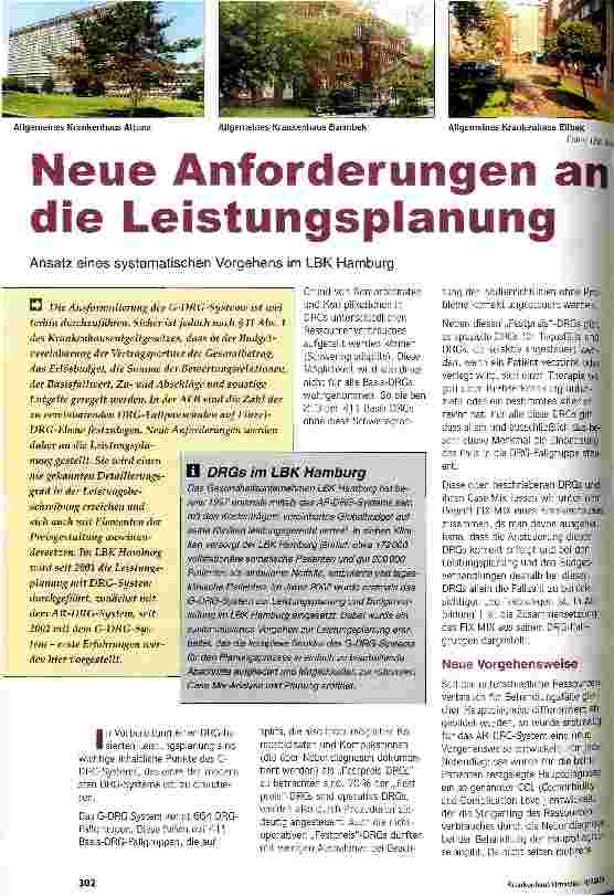Vorschauseite 1: Neue Anforderungen an die Leistungsplanung Ansatz eines systematischen Vorgehens im LBK Hamburg