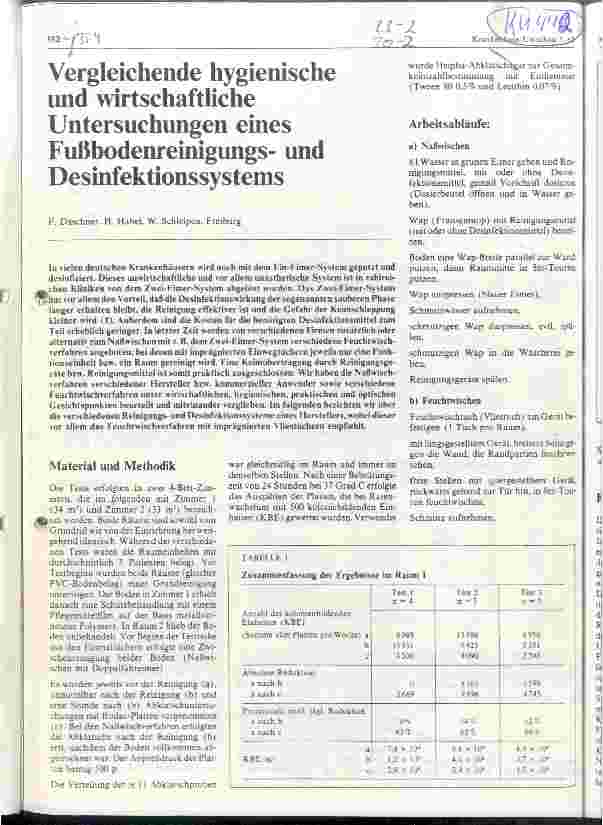 Vorschauseite 1: Vergleichende hygienische und wirtschaftliche Untersuchungen eines Fußbodenreinigungsund Desinfektionssystems
