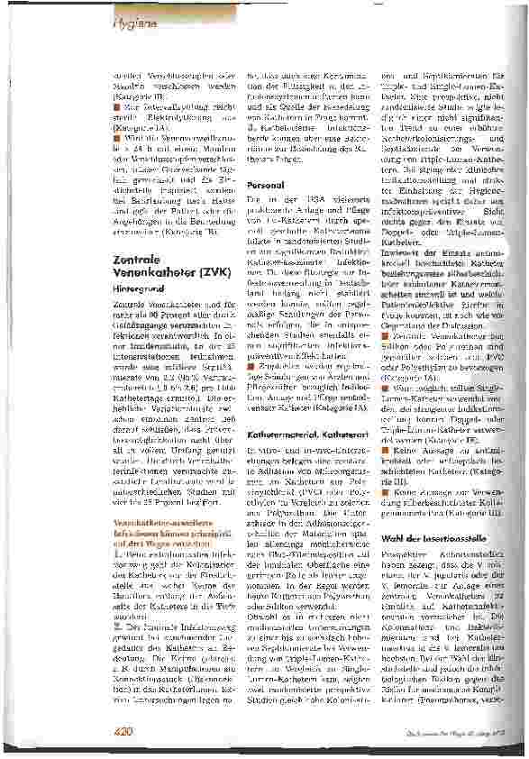 Vorschauseite 4: Prävention Gefäßkatheder-assoziierter Infektionen