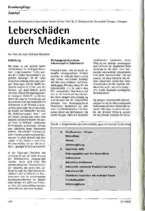 Vorschauseite 1: Leberschäden durch Medikamente