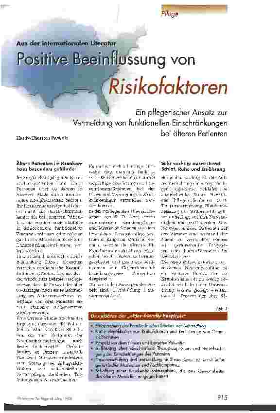 Vorschauseite 1: Positive Beeinflussung von Risikofaktoren