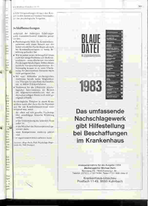 Vorschauseite 3: Einsatzmöglichkeiten von Psychologen in Allgemeinkrankenhäusern