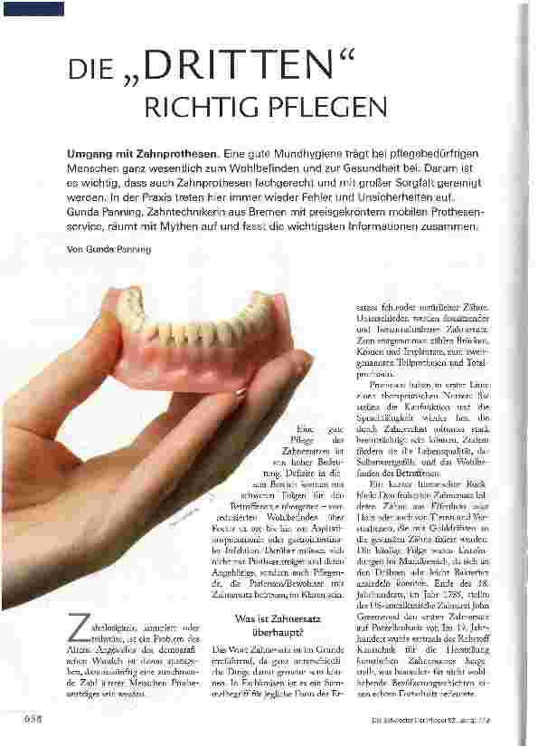 Vorschauseite 1: DIE „DRITTEN RICHTIG PFLEGEN