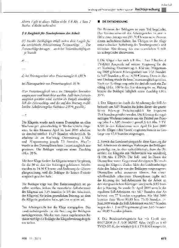 Vorschauseite 2: Vergütung und Freizeitausgleich für Feiertagsarbeit TV-KAH § 6.1 Abs. 1 und 2, § 8 Abs. 1 Satz 2 Buchst, d; TVöD-BT-K § 49 Abs. 1 und 2