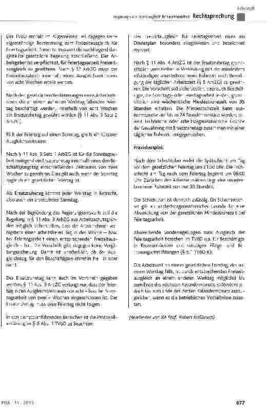 Vorschauseite 4: Vergütung und Freizeitausgleich für Feiertagsarbeit TV-KAH § 6.1 Abs. 1 und 2, § 8 Abs. 1 Satz 2 Buchst, d; TVöD-BT-K § 49 Abs. 1 und 2