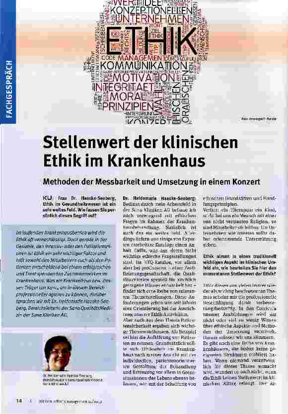 Vorschauseite 1: Stellenwert der klinischen Ethik im Krankenhaus