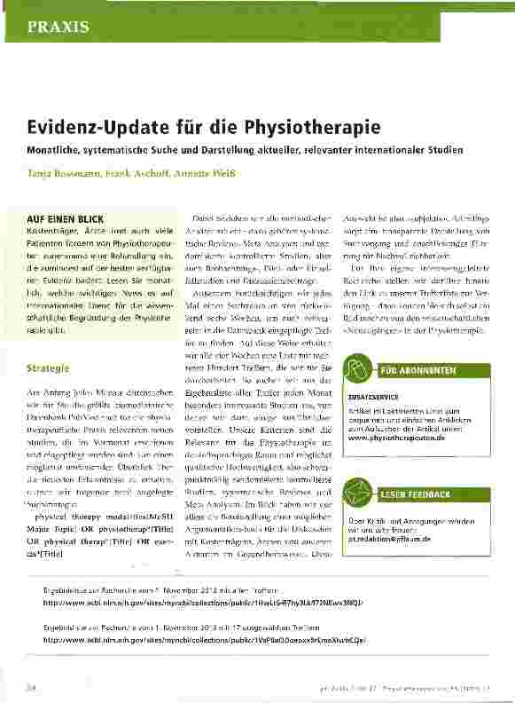 Vorschauseite 1: Evidenz-Update für die Physiotherapie