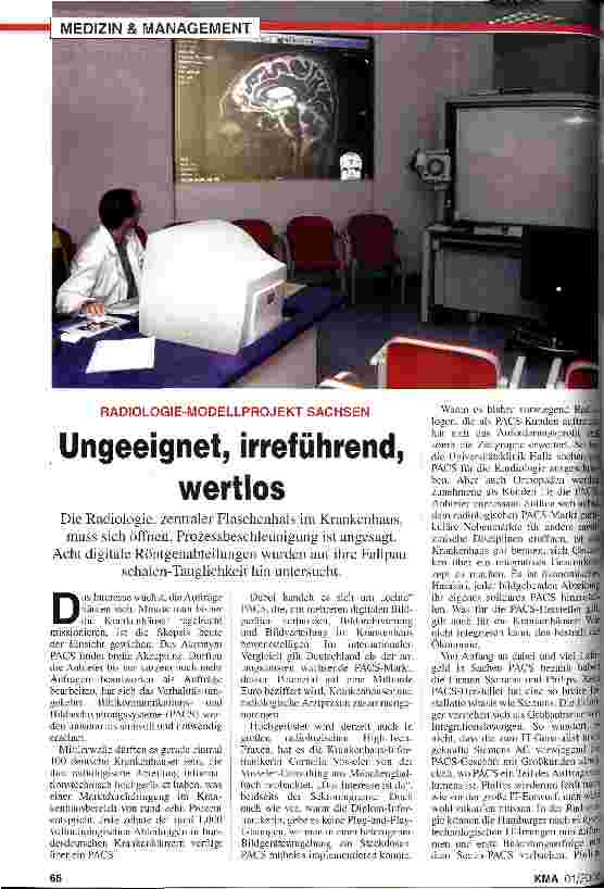 Vorschauseite 1: Radiologie-Projekt Sachsen: Ungeeignet, irreführend, wertlos