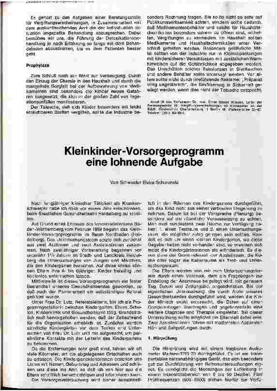 Vorschauseite 1: Kleinkinder-Vorsorgeprogramm eine lohnende Aufgabe