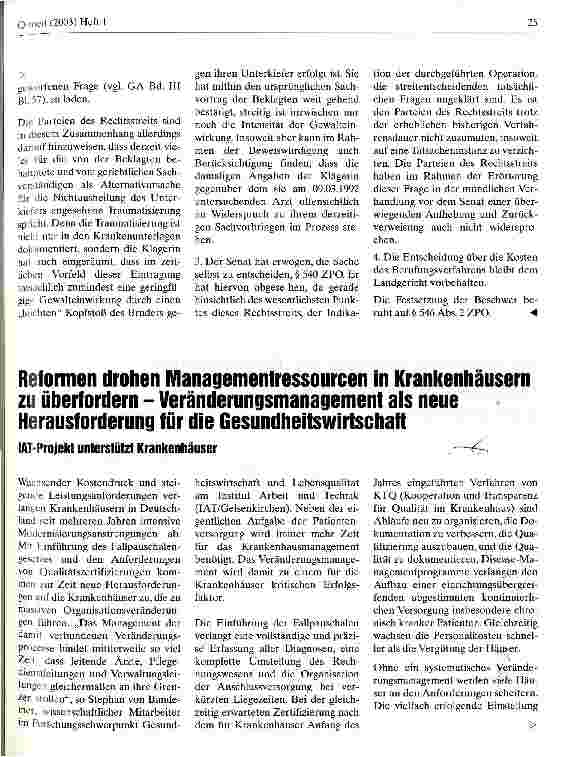 Vorschauseite 6: Zur Bedeutung der Leitlinien von Fachgesellschaften als ärztliche Handlungsanleitung: Pflichtwidrigkeit einer Indikation Entscheidung