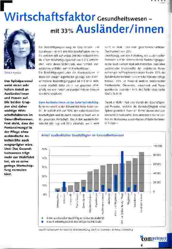 Vorschauseite 1: Wirtschaftsfaktor Gesundheitswesen - mit 33 % Ausländer/innen