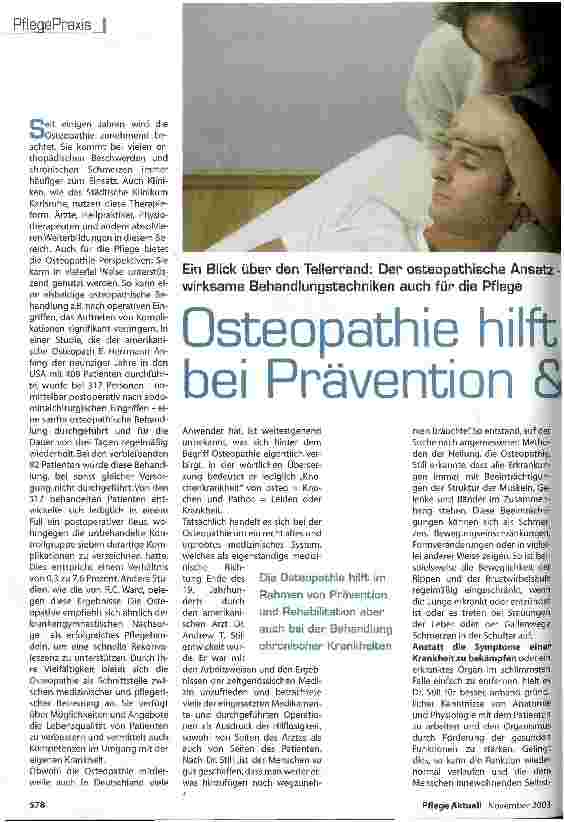 Vorschauseite 1: Osteopathie hilft bei Prevention & Reha