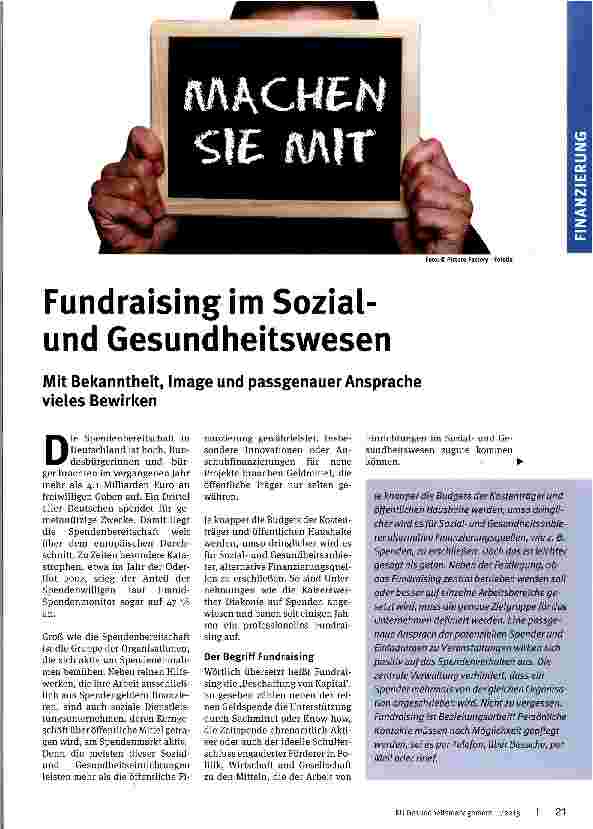 Vorschauseite 1: Fundraising im Sozial-und Gesundheitswesen