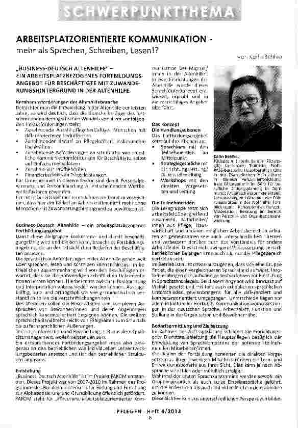Vorschauseite 1: ARBEITSPLATZORIENTIERTE KOMMUNIKATION - mehr als Sprechen, Schreiben, Lesen! ?