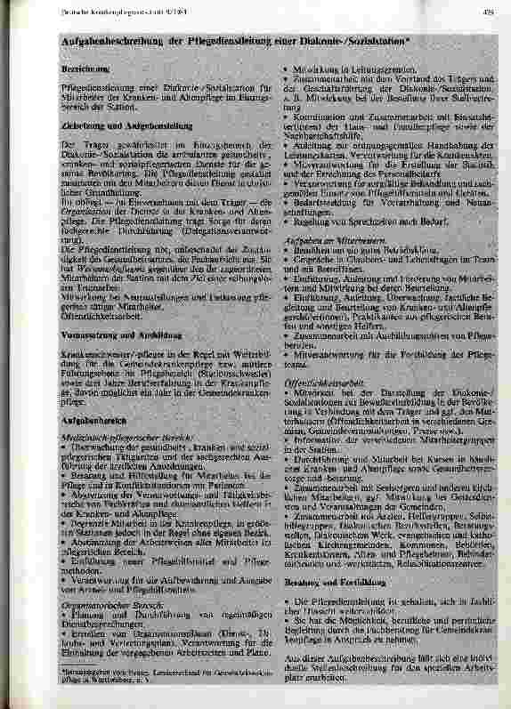Vorschauseite 1: Aufgabenbeschreibung der Pflegedienstleitung einer Diakonie und Sozialstation
