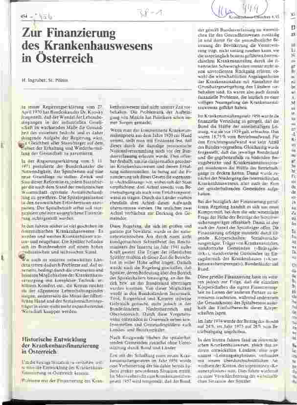 Vorschauseite 1: Zur Finanzierung des Krankenhauswesen in Österreich