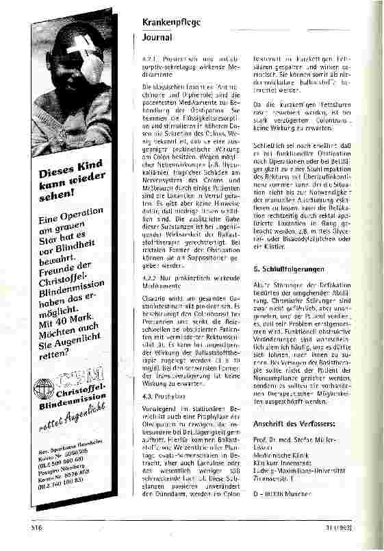 Vorschauseite 5: Ursachen, Klinik und Therapie der chronischen Obstipation Aus der Med.Klinik des Klinikums Innenstadt der Ludw-Max.Uni München